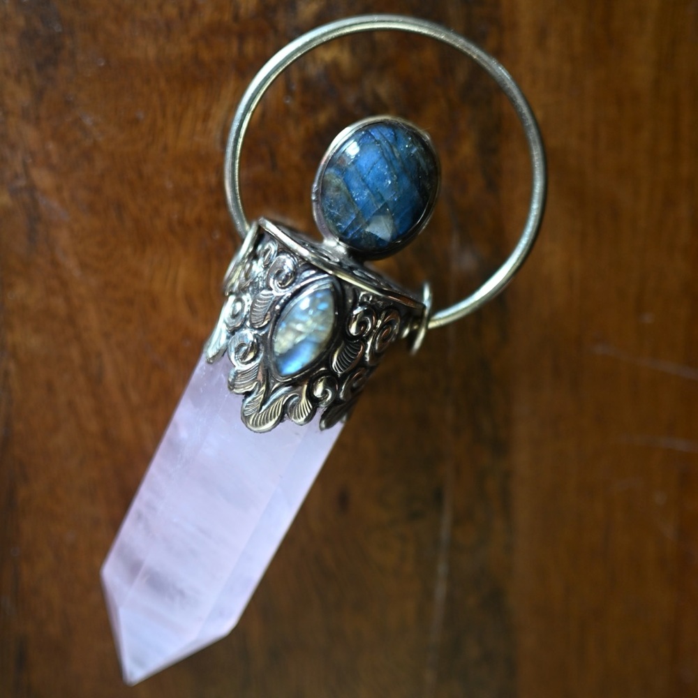 Crystal Pendant - Rose Quartz and Labradorite